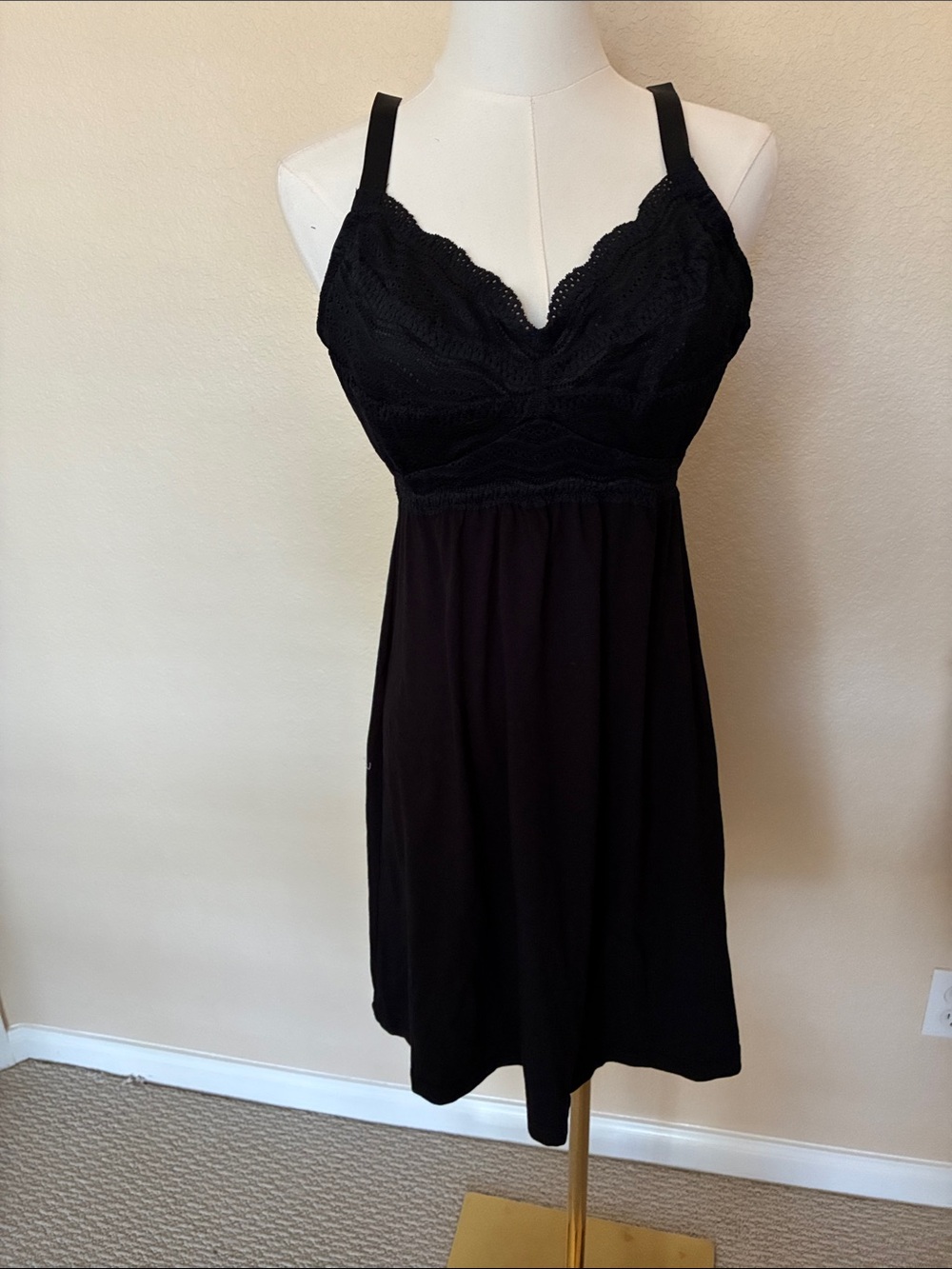 Cosabella Black Lace-Trimmed Babydoll Chemise dolce curvy S Small adjustable NWT